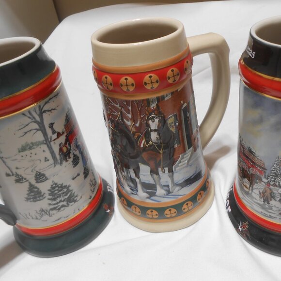 VTG RARE LOT 3 ANHEUSER-BUSCH BUDWEISER BEER STEIN MUGS COLLECTOR SERIES CLYDESD - Picture 12 of 13
